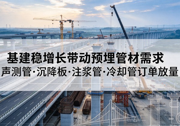 高陵基建稳增长带动预埋监测管材需求，声测管、沉降板、注浆管订单持续放量